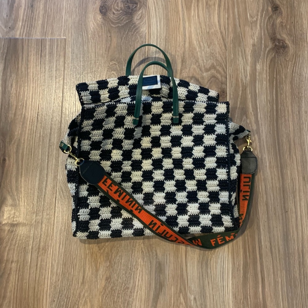 Clare V Black and Cream Checkered Tote - Picture 4 of 11